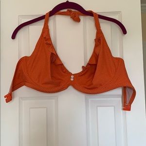 Orange polka dot bikini top